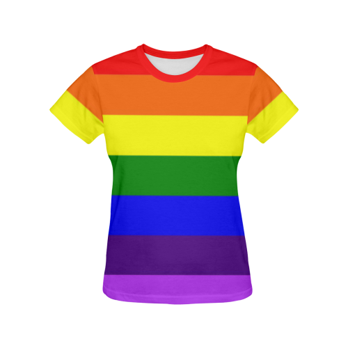 Rainbow Flag (Gay Pride - LGBTQIA+) All Over Print T-shirt for Women/Large Size (USA Size) (Model T40)