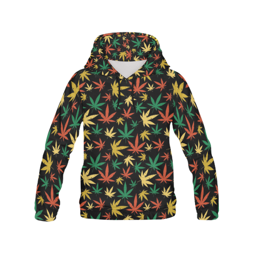Cannabis Pattern All Over Print Hoodie for Women (USA Size) (Model H13)