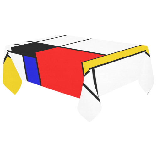Bauhouse Composition Mondrian Style Cotton Linen Tablecloth 60"x 104"