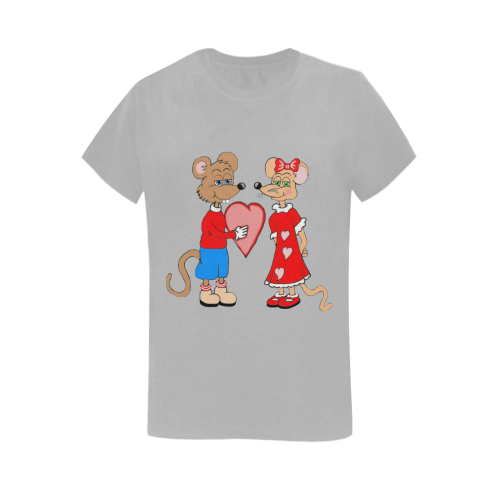 Love Mice Grey Women's T-Shirt in USA Size (Two Sides Printing)