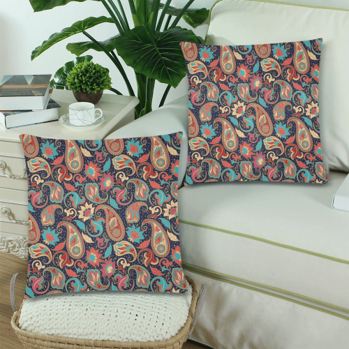 Paisley Pattern Custom Zippered Pillow Cases 18"x 18" (Twin Sides) (Set of 2)