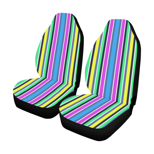 Vivid Colored Stripes 1 Car Seat Covers (Set of 2)