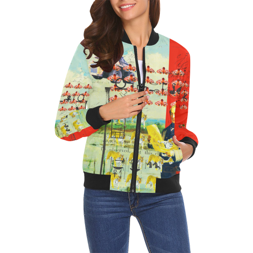 ACCORDING TO PLAN. All Over Print Bomber Jacket for Women (Model H19)