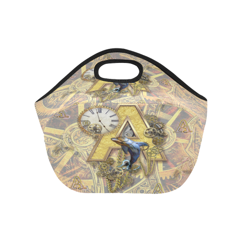 steampunk background letter A Neoprene Lunch Bag/Small (Model 1669)