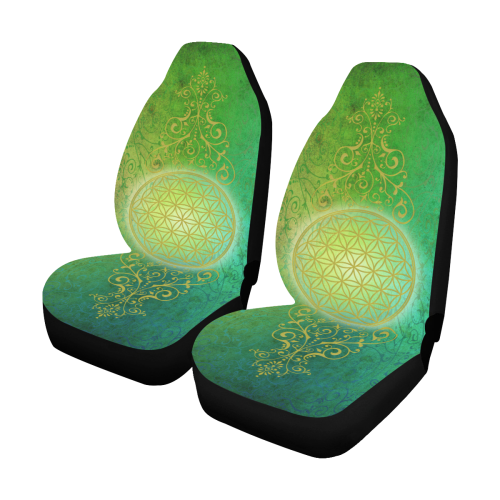 Symbol FLOWER OF LIFE vintage gold green Car Seat Covers (Set of 2)
