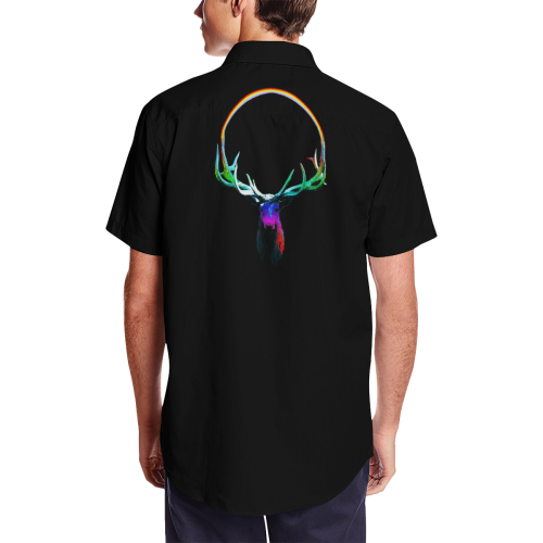 rainbow elk Men's Short Sleeve Shirt with Lapel Collar (Model T54)