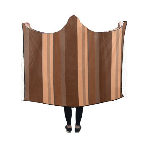 Brown Chocolate Caramel Stripes Hooded Blanket 50''x40''