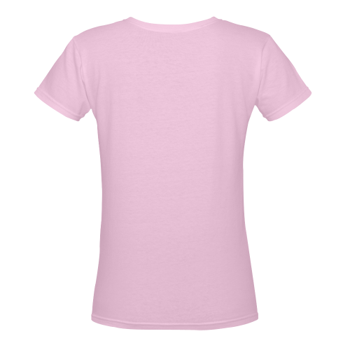 Love Birds Lt Pink Women's Deep V-neck T-shirt (Model T19)