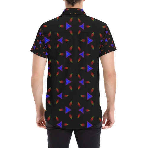 Pattern on Black Men's All Over Print Short Sleeve Shirt (Model T53)