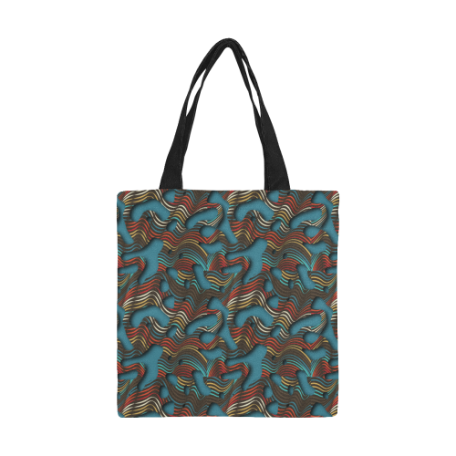 Squiggly Loops Cut - Earth Waves All Over Print Canvas Tote Bag/Small (Model 1697)
