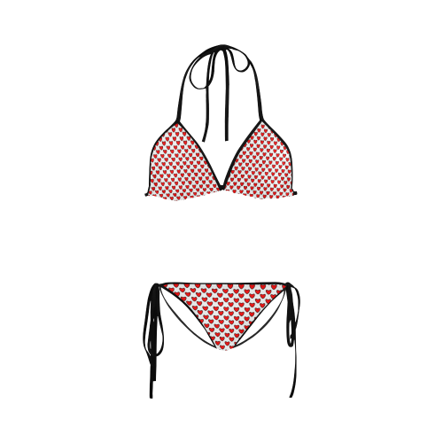 small red hearts pattern valentine white Custom Bikini Swimsuit