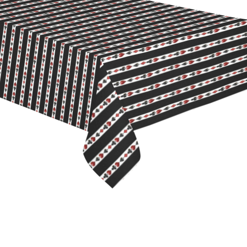 Las Vegas Playing Card Symbols Stripes Cotton Linen Tablecloth 60"x 104"