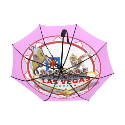 LasVegasIcons Poker Chip - Pink on Yellow Anti-UV Auto-Foldable Umbrella (Underside Printing) (U06)