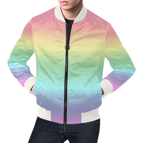Pastel Rainbow All Over Print Bomber Jacket for Men/Large Size (Model H19)