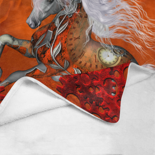 Wonderful steampunk horse, red white Ultra-Soft Micro Fleece Blanket 40"x50"