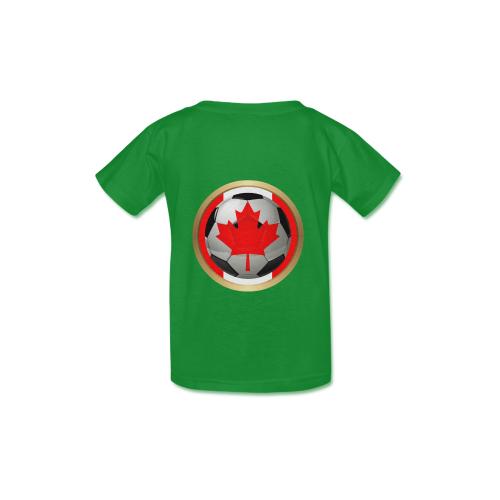 Sports Canadian Flag Soccer Ball Green Kid's  Classic T-shirt (Model T22)