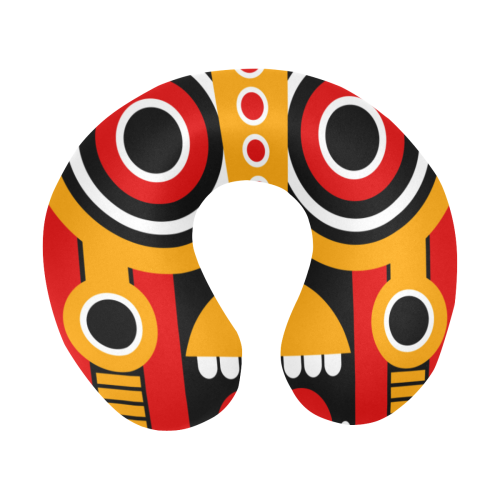 Red Yellow Tiki Tribal U-Shape Travel Pillow