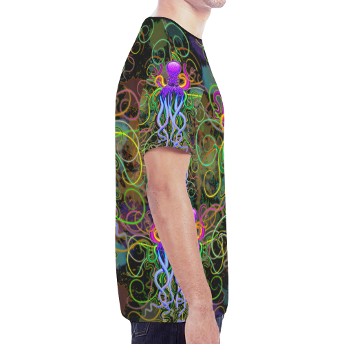 Octopus Psychedelic Luminescence New All Over Print T-shirt for Men (Model T45)