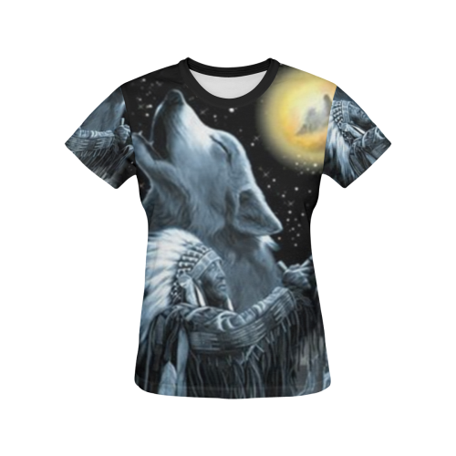 Embrace The Wolf Spirit All Over Print T-shirt for Women/Large Size (USA Size) (Model T40)