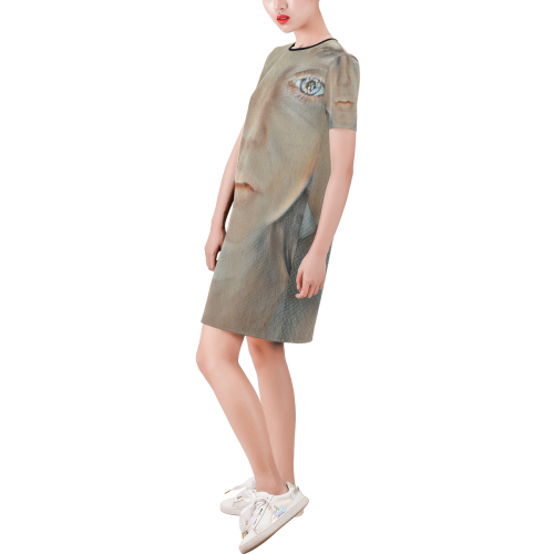 yes you too Short-Sleeve Round Neck A-Line Dress (Model D47)