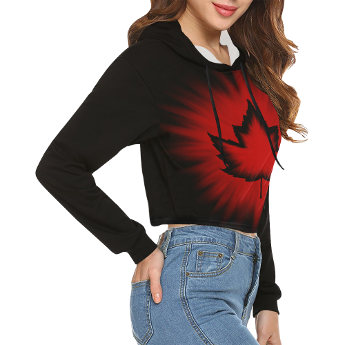 New Canada Hoodies All Over Print Crop Hoodie for Women (Model H22)