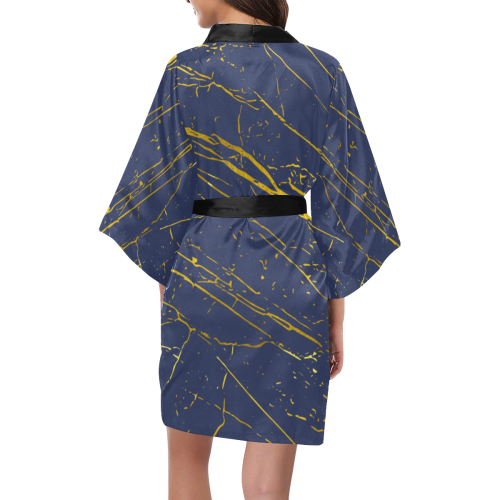 Golden Blue Depths Kimono Robe