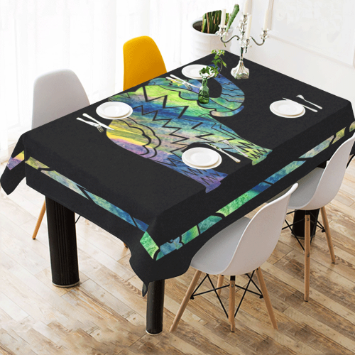 Patchwork Elepant 60x84 Tablecloth Cotton Linen Tablecloth 60"x 84"