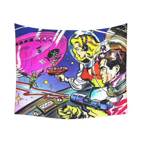 Battle in Space 2 Cotton Linen Wall Tapestry 60"x 51"