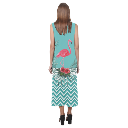 Retro Flamingo Chevron Phaedra Sleeveless Open Fork Long Dress (Model D08)