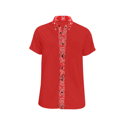Bandana Squares Pattern on Red Men's All Over Print Short Sleeve Shirt (Model T53)