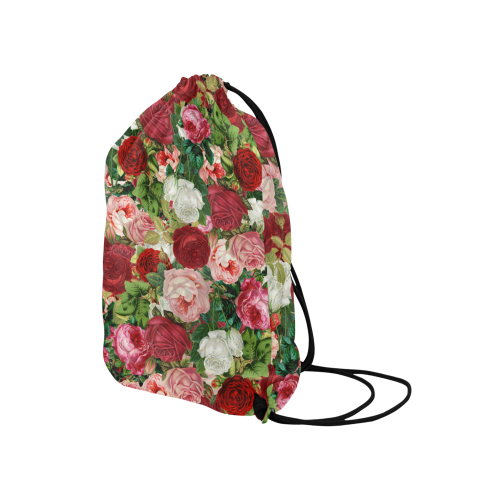 Vintage Flowers Medium Drawstring Bag Model 1604 (Twin Sides) 13.8"(W) * 18.1"(H)
