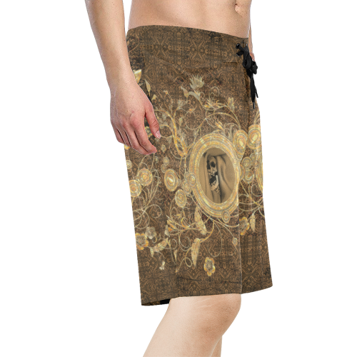 Awesome skull on a button Men's All Over Print Board Shorts (Model L16)