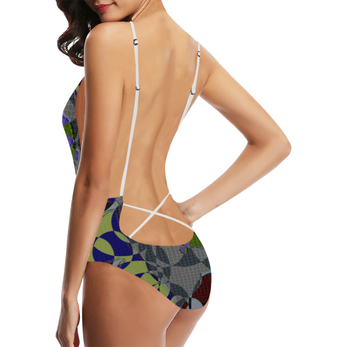 The Dark Night in pop art Sexy Lacing Backless One-Piece Swimsuit (Model S10)