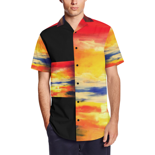 Sunset Wind Horizon Men's Short Sleeve Shirt with Lapel Collar (Model T54)