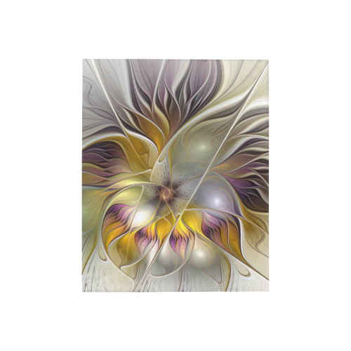 Abstract Colorful Fantasy Flower Modern Fractal Art Quilt 40"x50"