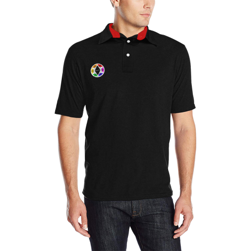 Dionixinc Polo- Black/Red Men's All Over Print Polo Shirt (Model T55)