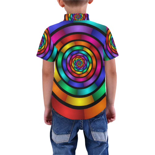 Round Psychedelic Colorful Modern Fractal Art Graphic Boys' All Over Print Short Sleeve Shirt (Model T59)