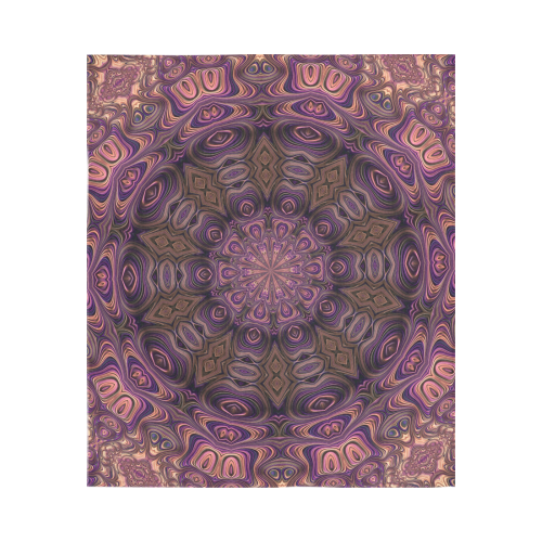 Pastel Satin Ribbons Fractal Mandala 4 Cotton Linen Wall Tapestry 51"x 60"