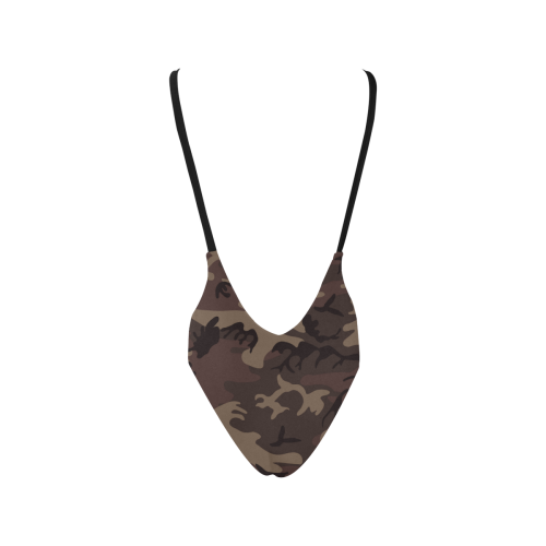 Camo Red Brown Sexy Low Back One-Piece Swimsuit (Model S09)
