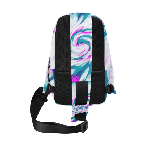 Turquoise Pink Tie Dye Swirl Abstract Chest Bag (Model 1678)
