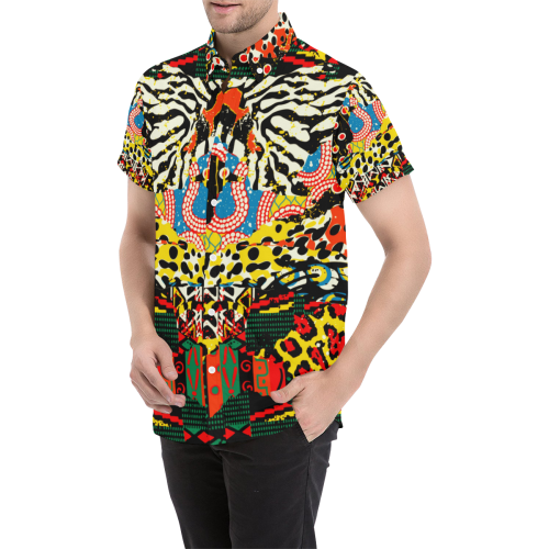 Ethnic patchwork Men's All Over Print Short Sleeve Shirt (Model T53)