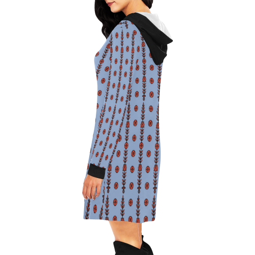 Rose Runner by Aleta All Over Print Hoodie Mini Dress (Model H27)