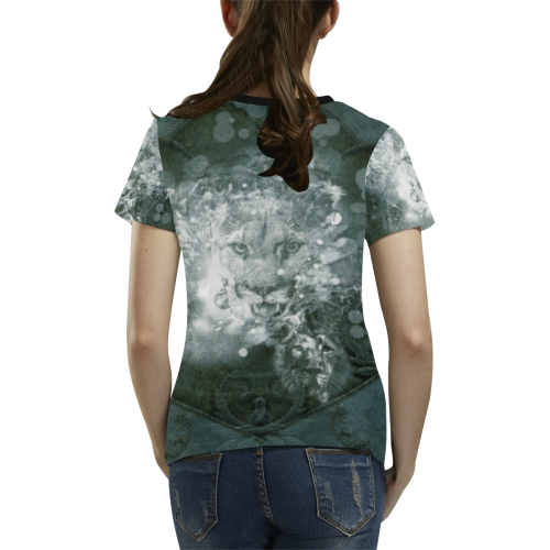 White lion All Over Print T-shirt for Women/Large Size (USA Size) (Model T40)