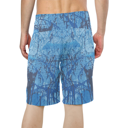 Blue splatters Men's All Over Print Board Shorts (Model L16)