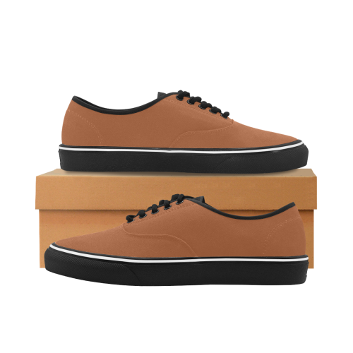 color sienna Classic Men's Canvas Low Top Shoes (Model E001-4)