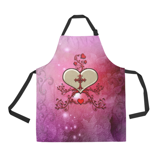 Wonderful heart with cross All Over Print Apron