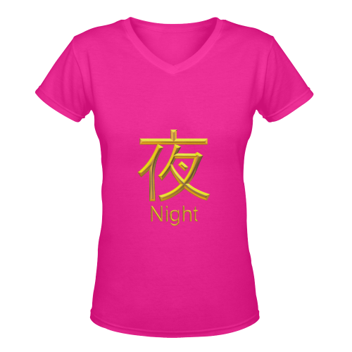 z-Golden Asian Symbol for Night Women's Deep V-neck T-shirt (Model T19)