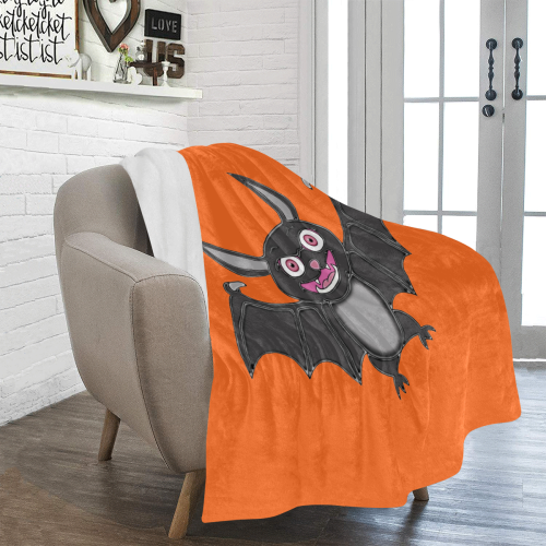 Cute Halloween Bat Orange Ultra-Soft Micro Fleece Blanket 50"x60"