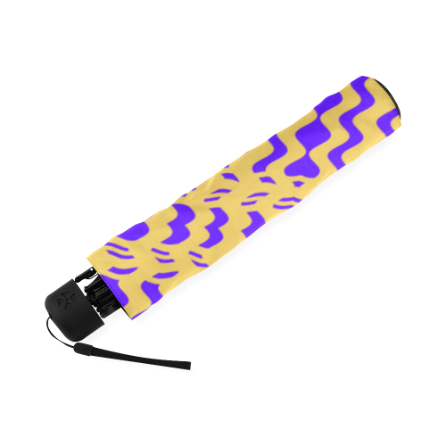 Purple Yellow Modern  Waves Lines Foldable Umbrella (Model U01)