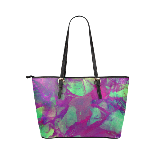flowers flora #flowers Leather Tote Bag/Large (Model 1651)